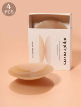 2/4pcs Ultra-Thin Reusable Nipple Covers With Gift Box, Portable Invisible Adhesive Breast Petals, Anti-Nipple Protrusion Pads, Lingerie Accessories, Suitable For Wedding