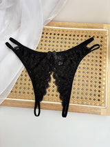 Custom Name Crystal Letter Briefs Sexy Lace Crotchless Knickers Hollow Waist Panties Open Gear Underpants Girlfriend Wife Gift