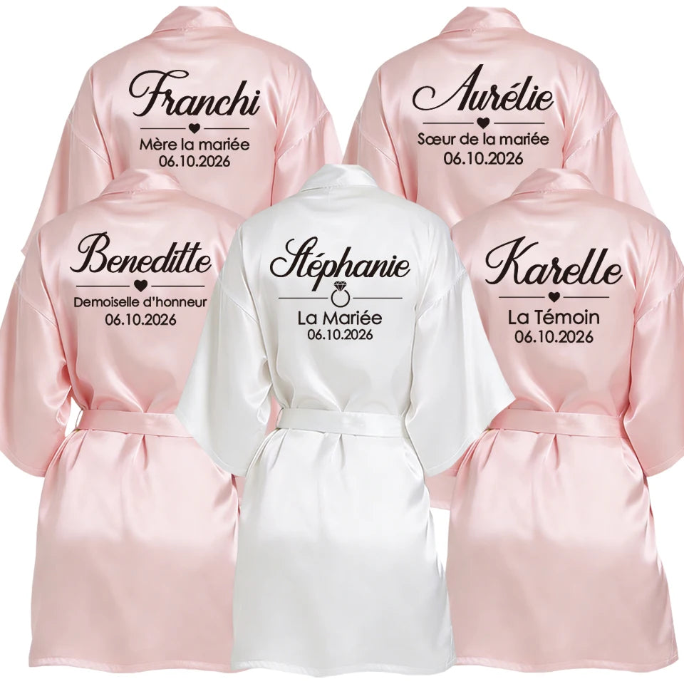 Personalized Name and Date Robe Bride Bridesmaid Bathrobe Birthday Party Gown Add Any Text Robes