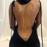 Simple Multilayer Rhinestone Back Chain Necklaces for Women Sexy Metal Shiny Crystal Bikini Waist Chain Body Chain Jewelry Gifts