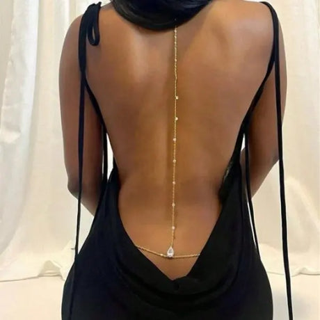 Simple Multilayer Rhinestone Back Chain Necklaces for Women Sexy Metal Shiny Crystal Bikini Waist Chain Body Chain Jewelry Gifts