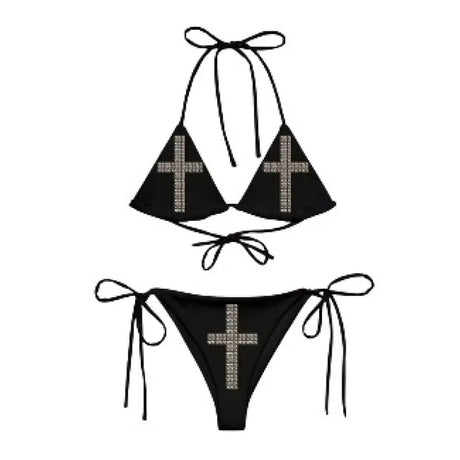 Y2K Cartoon Monster Bikini Halter Triangle Cup Tie Side Two Piece Beach Swimsuit