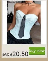 Sexy Metal Rhinestone Corset Crop Top Women Summer Club Party tops Woman Clothing See through Beach Halter Tank Top Streetwear