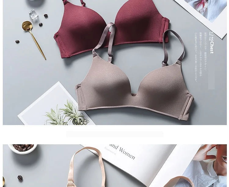 Ultra Thin Sexy Ice Silk Wireless Bra For Women Sexy Gather Underwear Push Up Simple Lingerie Seamless Brassiere Bralettle