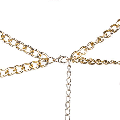 Sexy Women Siamese Bikini Body Chain New Fashion Nightclub Backless Multicolor Beads Hollowout Halter Bra Chain Jewelry