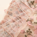 Porn Suit Floral Lace Embroidery Bodysuit Women Sexy Lingerie Bandage See Through Deep V Backless Body Suit Exotic Underwear