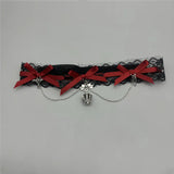 Dark Lolita Red Black Lace Crown Thigh Garter Gothic Bowknot Leg Chain JK Elastic Adjustable Thigh Ring Leg Harness Accessory