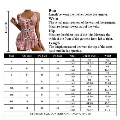 Plus Size Mesh Sling Nightdress Lace Emotional Lingerie Sexy Nightwear Female Temptation Nighties for Women Sleeping S-5XL Dress