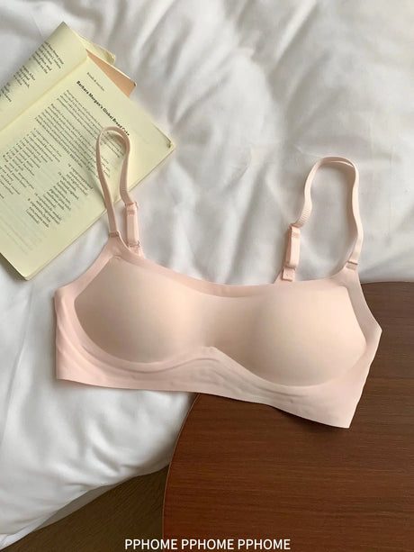 Plunge Neck Floral Demi Cup Bra Small Bust Wirefree Push Up Seamless Invisible Thin Cute Teen Girls Daily Wear Underwear