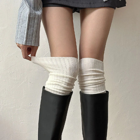 Fashion Pure Cotton Knee-high Socks Solid Color Keep Warm Calf Socks Foot Warmers Fall Winter