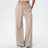 Women Quick Drying Wide Leg Yoga Pants Loose Yoga Pants High Waist With Pockets Fitness Sport Gym Workout Drawstring Full Length