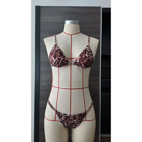 2025 Women's Leopard Print Triangle Strap-up Split Bikini Swimsuit Internet Celebrity Beach Seaside Sexy Bikini Swimsuit