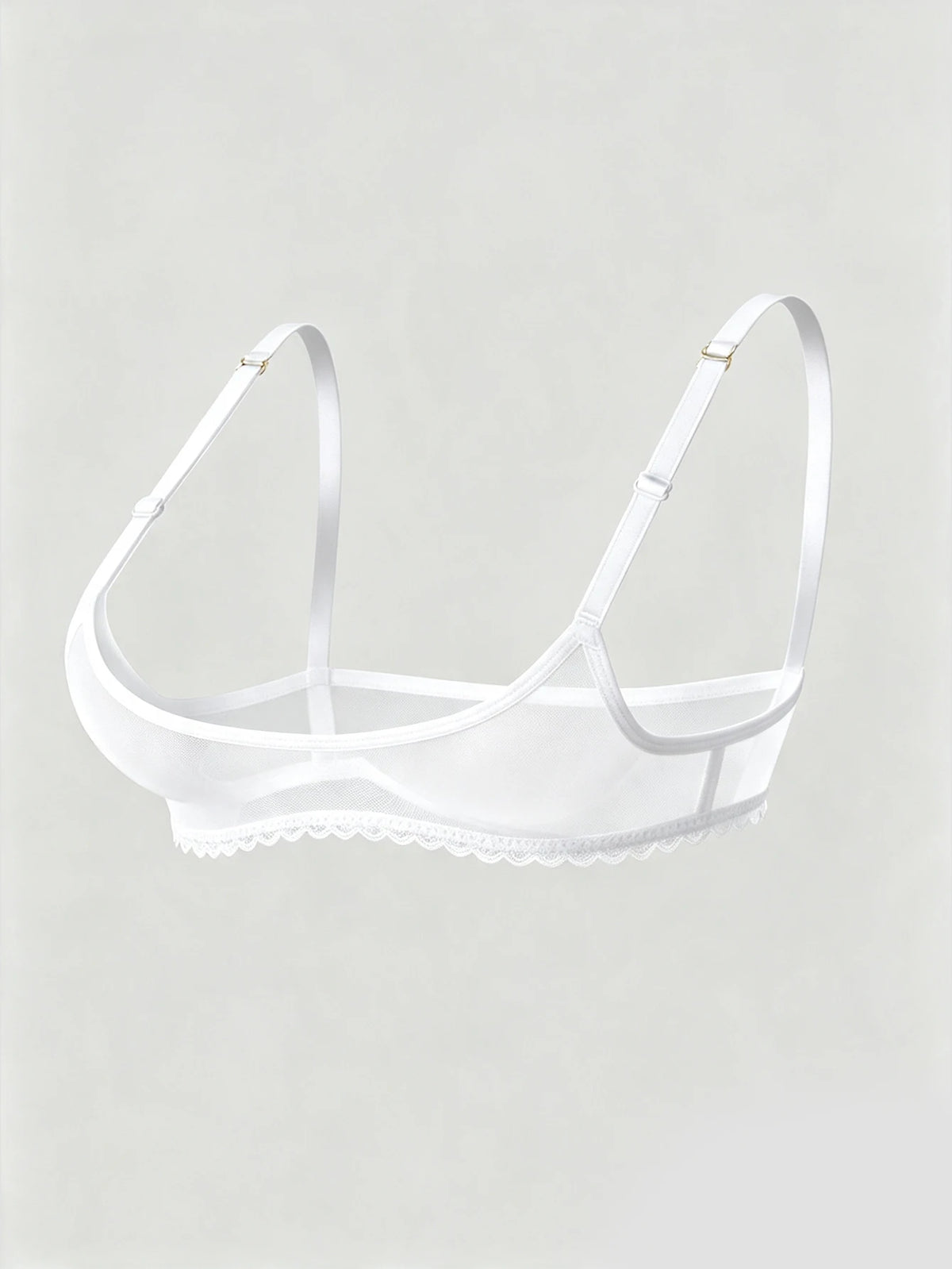 Ladies' sexy 1/4 Cup Mesh Bra, Sheer Wireless Breathable Balconette Bralette Top