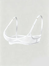 Ladies' sexy 1/4 Cup Mesh Bra, Sheer Wireless Breathable Balconette Bralette Top