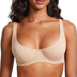Women's Unlined Balconette Sport Bra Underwire Supportive Plus Size Daily Comfort Smooth Scoop Neck Invisible Under Every Outfit