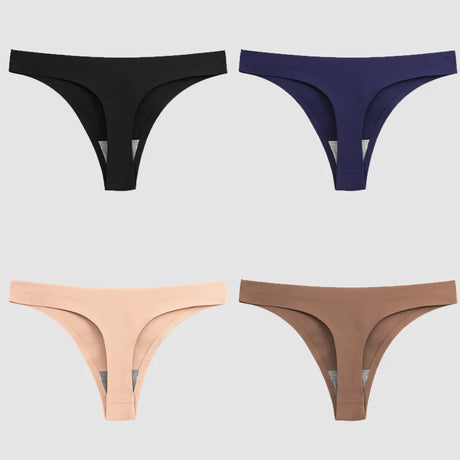 WarmSteps 4PCS/Set Sexy Women Panties Silk Satin Female Thongs Lingerie Soft Cozy Underwear Hot G-Strings Seamless Sports T-Back