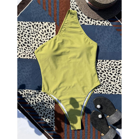New Asymmetric One Shoulder Backless One Piece Swimsuit Women Swimwear Female High Leg Cut Padded Bather Bathing Suit Swim V5505