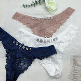 Custom Thong Panties with Name Sexy Lace Panties Shinny Letters Name Personality String Met Name Lingerie Tanga Hotwife Gifts