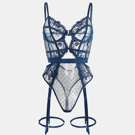 Toucheart Lace Sexy Skinny Babydoll Bodysuit Embroidery Erotic Private Adult Suit Solid Color Patchwork High Waisted Sexy Set