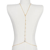 Bride Backless Rhinestone Waterdrop Body Chain Belly Waist Necklace for Women Mom Girlfriend Summer Beach Body Jewelry