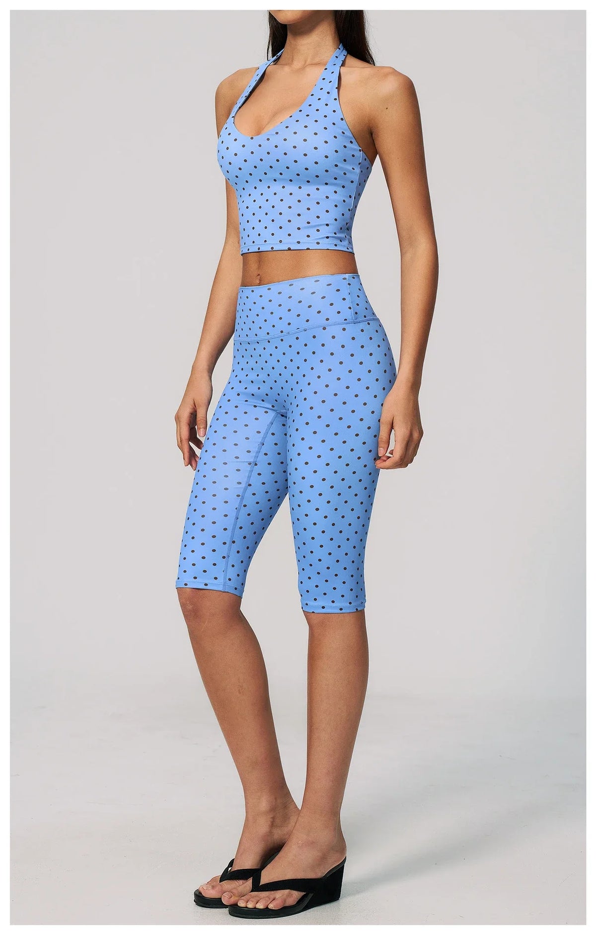 2026 New Polka Dot Halter Neck Sports Bra Deep V Backless Yoga Top Women's Gym Workout Tank Pilates Training Activewear Vest