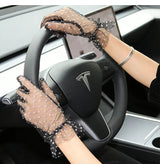 Short Dot Embellished Wedding Veil Performance Gloves for Women Netting Bridal Wedding Gown Polka Dot Gloves Breathable Gloves