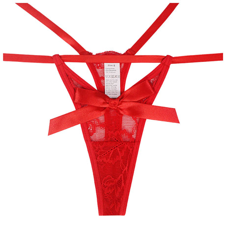 2026 Women'S Seductive Lace Thongs Low Rise Bow Tie Underpants Ladies Cotton Lenceria Feminina Sexy Ropa Interior De Mujer
