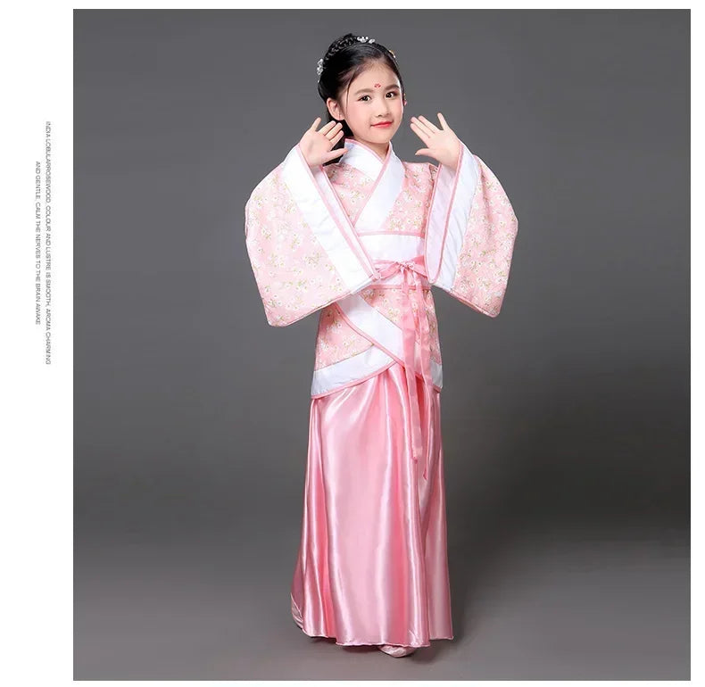 chinese Folk Dance new year clothes traditional hanfu for girls kids dragon dress ancient Stage Carnival costume Clothing skirt