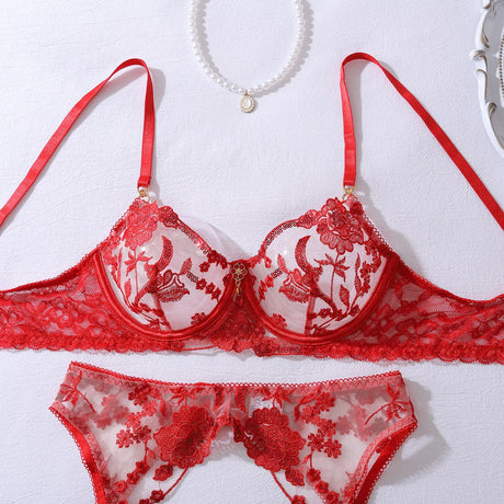 Ellolace Honey Women's Lingerie Sets Sexy Sparkling Bra 5PC Charming Jewel Boudoir Women's Underwear Burning Hot Intimate Kits