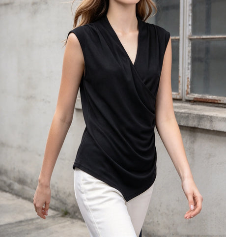 Women Solid Front Ruched Cami, Versatile Sleeveless Tank for Commute