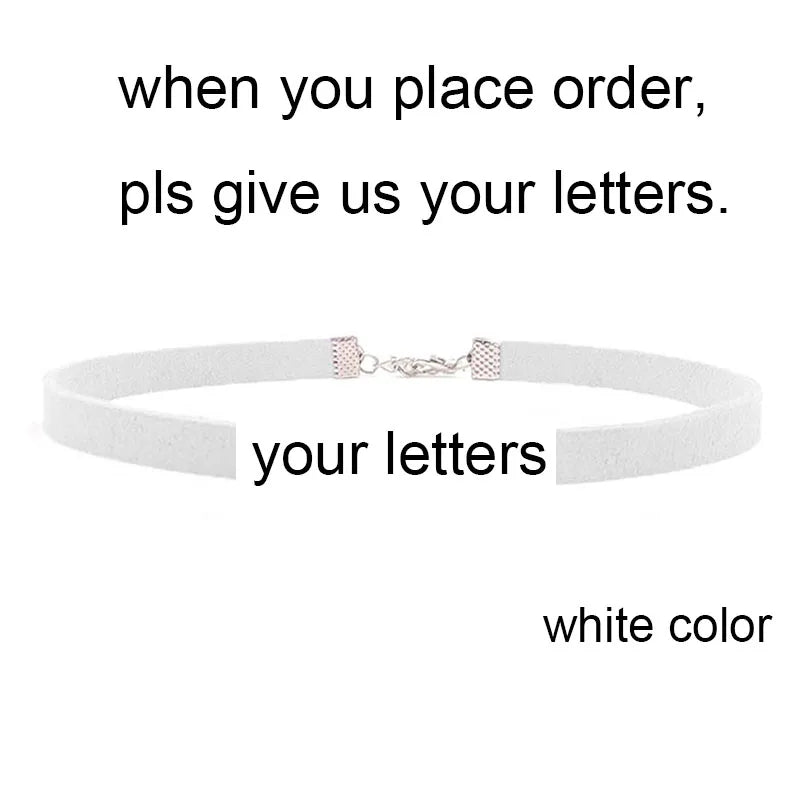 DIY Personalized Rhinestone Letter Custom Name Necklace Black Velvet Leather Choker Collar Neck Jewelry Friends Family Gifts