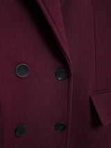 HH Women Fashion Burgundy Coat Double Breasted Long Sleeve Lapel Blends Jacket Autumn Winter High Street Outerwear