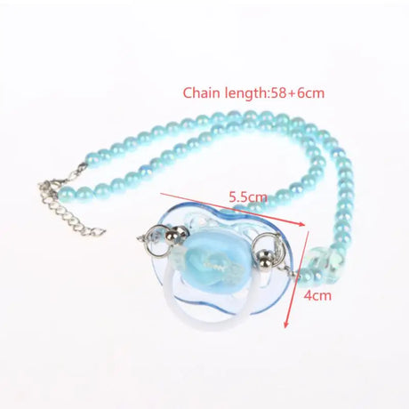 【Beautiful】Sweet Beads Chain Pacifier Gag Collar Couple Toy Soft Silicone High-end Adult Pacifier Creating An Exclusive Luxury