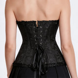 Women Bustier Corset Victorian Gothic Jacquard Front Busk Waist Cincher Halloween Party Wear