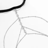 Boho Elastic Band Crystal Leg Thigh Chain for Women Summer Beach Sexy Tassel Multilayer Adjustable Body Jewelry Dress Decorate