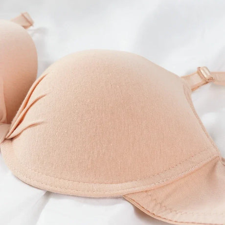 Sexy Women Cotton Gathered Bra Deep V Underwire Ladied  Brassiere Push Up Lingerie Solid Bras Backless Intimate Underwear