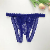 Customized Crystal Name Letters Women's Sexy Breathable Lace Underwear Low Waisted Opening Thong Bikini Erotic G-String Panties