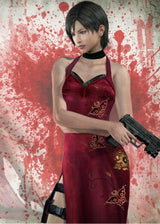 Ada Wong Cosplay Dress Uniform Halloween Christmas Costume Women Red Lace Cheongsam Lingerie Suit Movie Secret Service Outfits