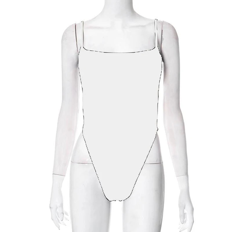 Y2k Streetwear Tops Thin Shoulder Strap Fashion Bodysuit New Women Slim Fit Short Patchwork Backless Pure Colour Hollow Jumpsuit