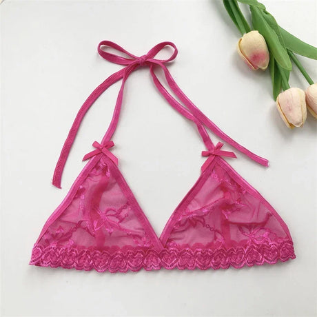 Name Custom Crystal Letter Thong Lace Tie Neck Bikini Bra Panties Sexy Personalized Name Low Waist G-String Underwear Bra Set