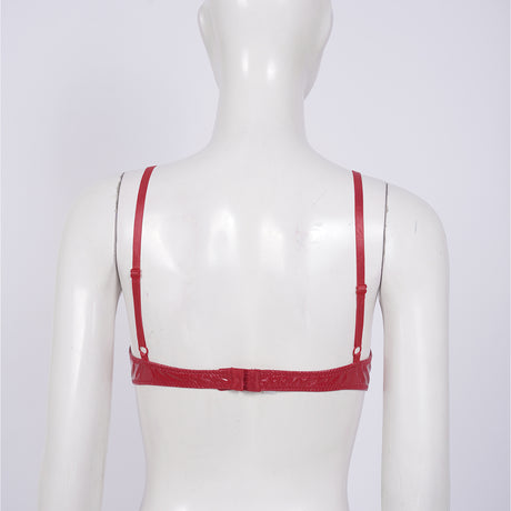 Womens Lingerie Open Breast Bras Wet Look Patent Leather Sexy Open Chest Quarter Cup Brassier Strappy Underwired Bra Underwear