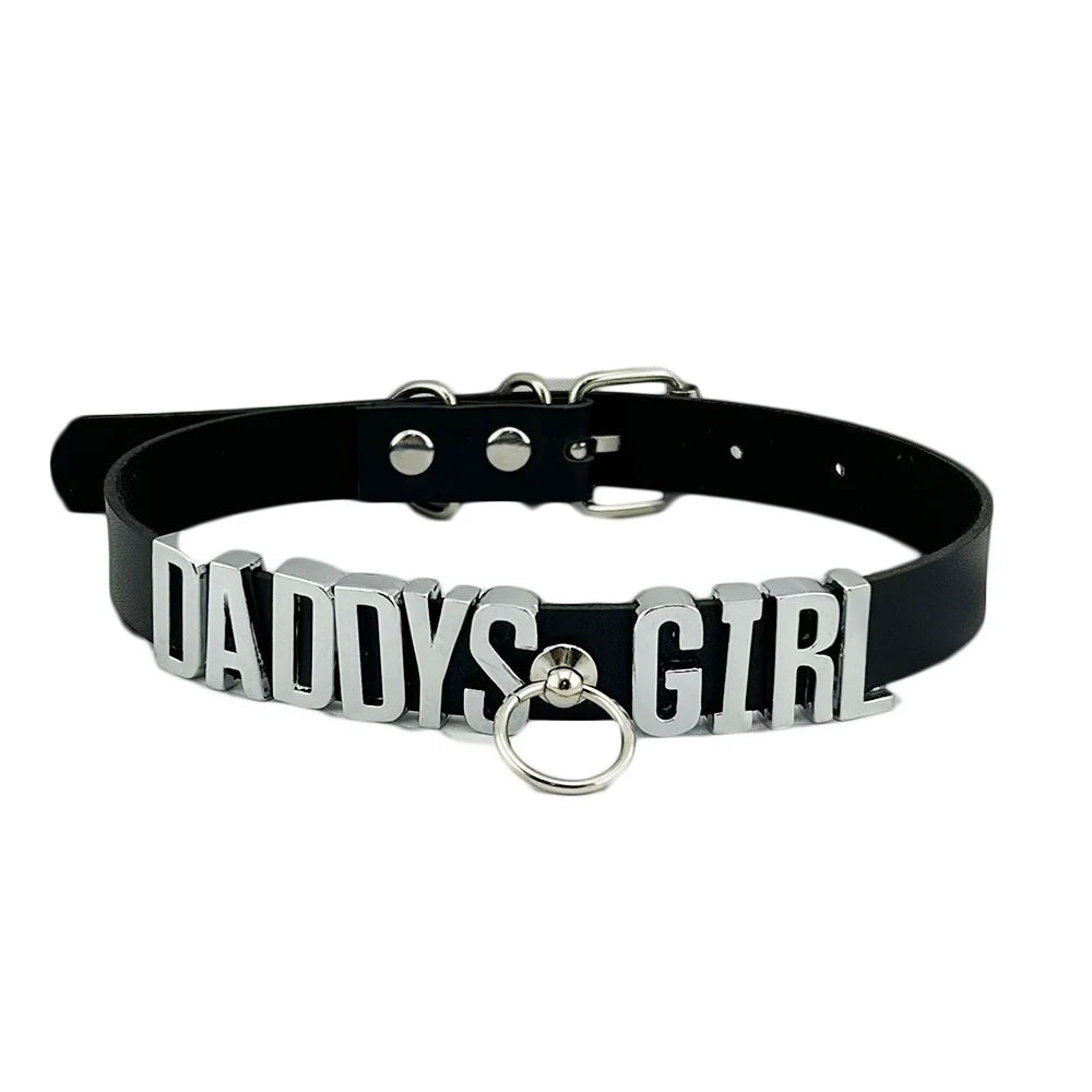 Hiphop Pu Leather Letter Collar Punk O-Ring Custom Name word Letter Necklace Choker set Cosplay Goth Sexy Accessory