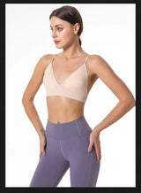 V Neck Seamless Triangle Cup Bra Camisole Underwear Wrapped Chest Women S M L Breathable Gather Up Sports Fitness Yoga Casual