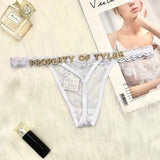 Custom Thong with Name Customized Pantie Rhinestone Letter Sexy Personalized Lingerie Gift T-back G-String Bikini Jewelry