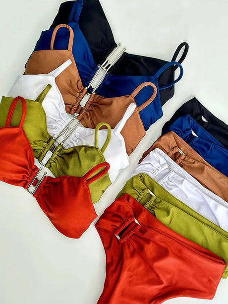 Bandeau Bikini Push Up Women Swimsuits 2025 Sexy Female Swimwear Brazilian Bikini Set Thong Biquini Swim Suits Solid Beachwear
