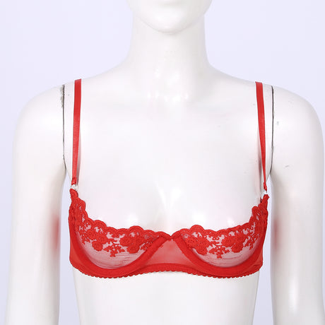 Women's Sexy Open Cup Bra Tops Sheer Floral Lace Underwire Push Up Bralette Cupless Lingerie Exposed Breast Underwear Nightwear