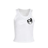 Creative Metal Decoration Tank Tops Women Edgy Clothes Y2k Accessories Sleeveless Crop Top Slim Fit Ropa De Mujer Camison Verano