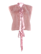 Cutenew Elegant Tank Tops Woman Autumn Trend Furry Comfortable o-Neck Bow Decoration Sweet Girl Street Fashion Y2K Style Vest