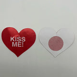 20pcs Red Heart Kiss Me Shape Self-Adhesive Disposable Satin Nipple Covers for Women Breast Pasties Stickers for Strapless Cloth