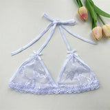Name Custom Crystal Letter Thong Lace Tie Neck Bikini Bra Panties Sexy Personalized Name Low Waist G-String Underwear Bra Set